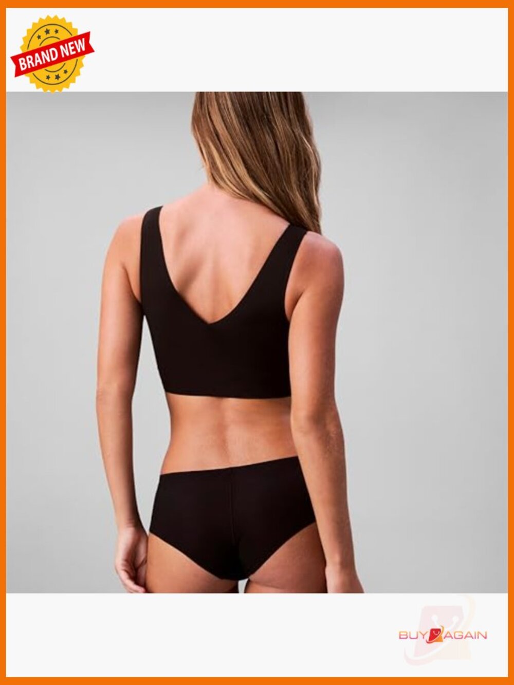Seamless Lightly Lined V-Neck Bralette Bra Wirefree Pull-On - Picture 4 of 7